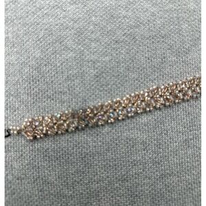 Women's Bracelet white and blush pink beads iridescent prom Wedding sparkly
